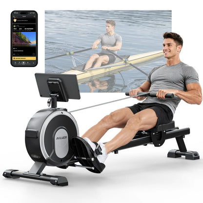 EU Stock Magnetic Rowing Machine Folding Indoor Rower Home Gym Fitness Equipment with App Integration