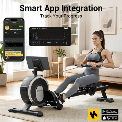 EU Stock Magnetic Rowing Machine Folding Indoor Rower Home Gym Fitness Equipment with App Integration